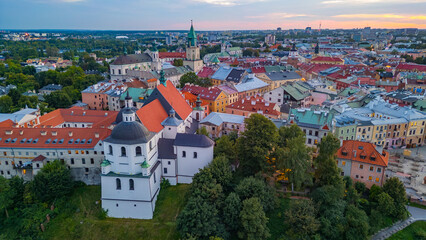 Fototapeta premium Sunset panorama view of the old town of Lublin, Poland