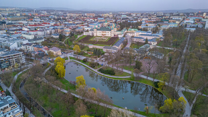Aerial view of the he palace of the krakow bishops ��� Nat