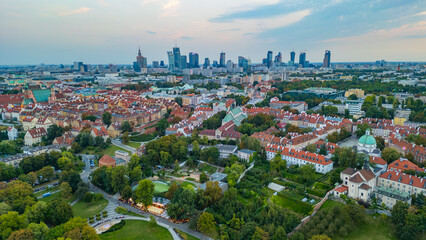 Obraz premium Sunset panorama of Warsaw in Poland