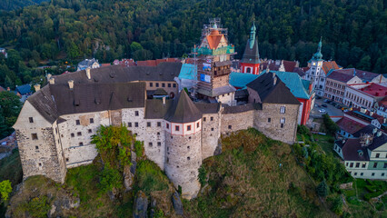 Obraz premium Sunset view of Loket castle in Czech republic