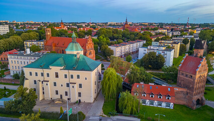 Sunset panorama of Slupsk castle in Poland