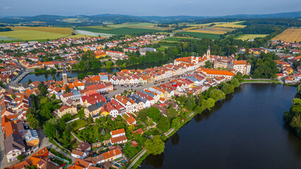 Panorama view of Czech town Telc