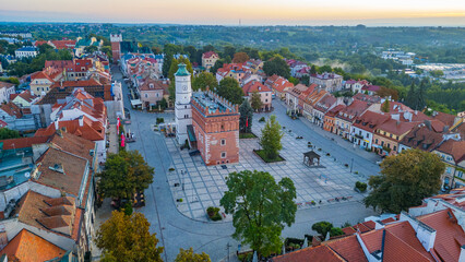 Fototapeta premium Sunset panorama view of the rynek square in Sandomierz, Poland