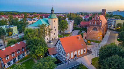 Sunset panorama of Slupsk castle in Poland