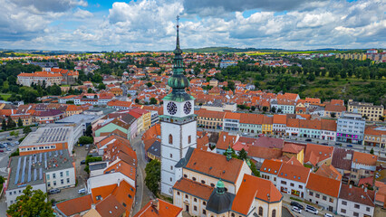 Obraz premium Summer panorama of the center of Trebic, Czech republic