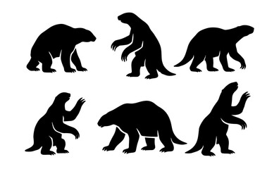 Obraz premium Silhouette collection of giant ground sloths in various poses