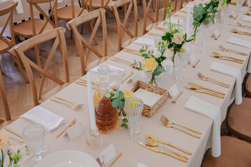 Elegant wedding table with floral decoration