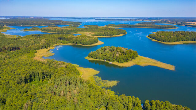 Panorama view of Masurian lakes in Poland