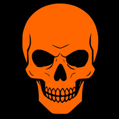 orange black skull icon logo, tattoo, sticker halloween isolated background