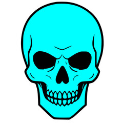 blue, black Skull icon logo, tattoo, sticker halloween transparent background