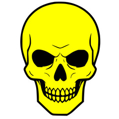 yellow, black skull icon logo, tattoo, sticker halloween transparent background