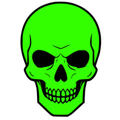 green, black skull icon logo, tattoo, sticker halloween transparent background