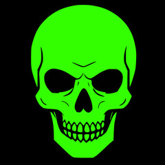 green, black skull icon logo, tattoo, sticker halloween isolated background