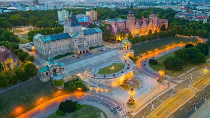 Sunset view of the National Museum in Szczecin, Poland