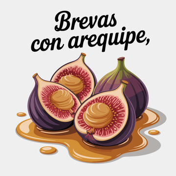 Brevas con Arequipe Colombian Dessert Illustration