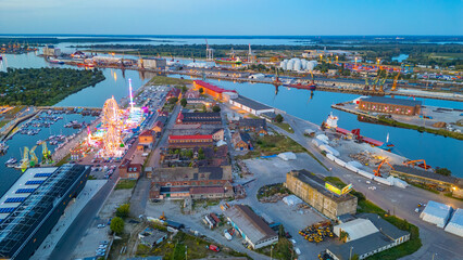 Sunset view of amusement park in Szczecin, Poland © dudlajzov
