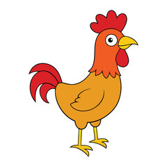 Rooster White Background Vector Illustration