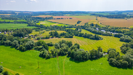 Obraz premium Agricultural landscape of southern bohemia near dacice in Czech