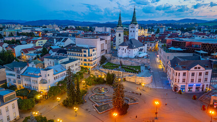 Obraz premium Sunset panorama of Andrej Hlinka square in Zilina, Slovakia