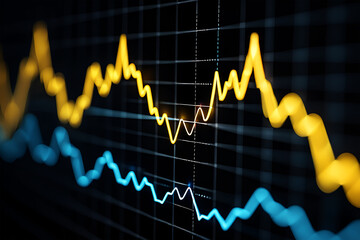 Yellow blue lines graph chart data analysis financial