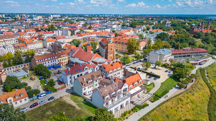 Obraz premium Panorama view of the old town of Plock, Poland