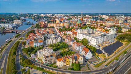 Obraz premium Aerial panorama of the old town in Szczecin, Poland