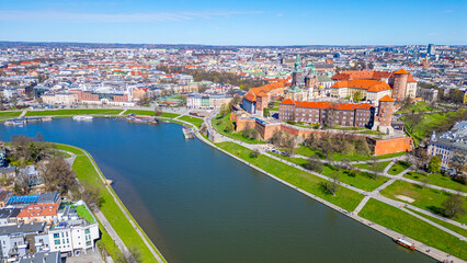 Aerial view of the Wawel castle in the polish city Krakow/Cracow