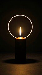 A tranquil candle flame with a halo, creating a calming and spiritual atmosphere