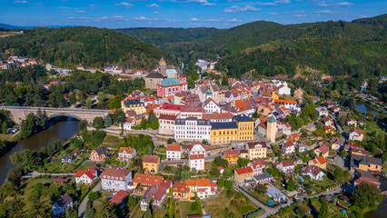 Panorama view of old town of Loket, Czech republic