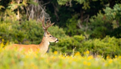 Fototapeta premium Deer in meadow sunlight