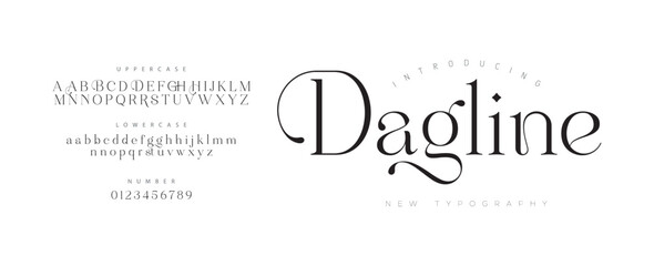 Dagline Elegant Font Uppercase Lowercase and Number. Classic Lettering Minimal Fashion Designs. Typography modern serif fonts regular decorative vintage concept. vector illustration

