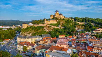 Trencin castle overlooking the old town, Slovakia © dudlajzov