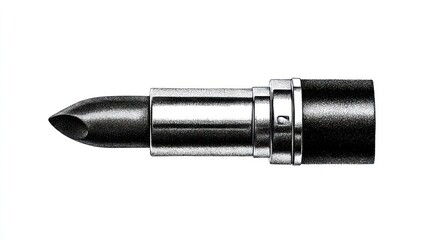 Fototapeta premium Metallic tube with a dark pointed end, drawn in a stark monochrome sketch style