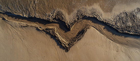 Heart Shaped Tide Sand Art Carved in Golden Beach