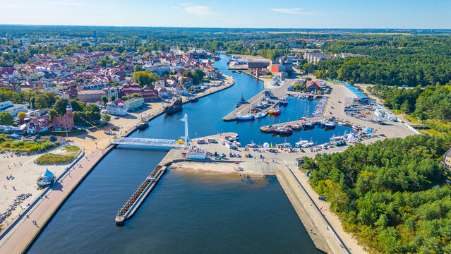 Panorama view of Polish town Ustka