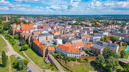 Fototapeta premium Panorama view of Grudziadz town in Poland
