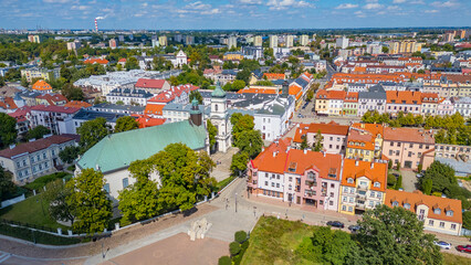 Panorama view of the old town of Plock, Poland