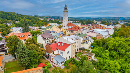 Obraz premium Panorama view of the town hall in Biecz, Poland