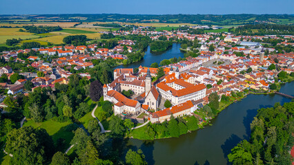 Obraz premium Panorama view of Czech town Telc
