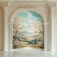 Luxury Architectural Wall Murals &ndash; Elegant Backdrops with Classical Arches, Columns, Fresco Style and Marble Textures-19