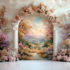 Luxury Architectural Wall Murals &ndash; Elegant Backdrops with Classical Arches, Columns, Fresco Style and Marble Textures-13