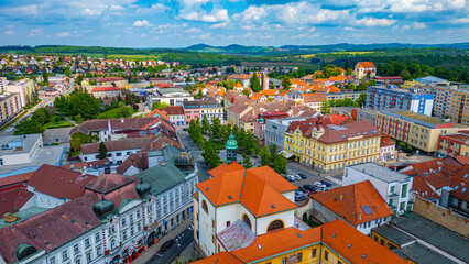 Panorama view of the city center of Benesov u Prahy, Czech repub