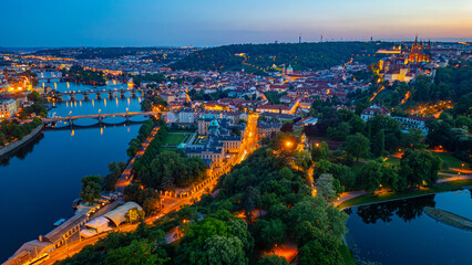 Fototapeta premium Sunset view of Prague castle from Letna, Czech republic
