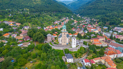 Panorama view of Kremnica castle overlooking the old town, Slova