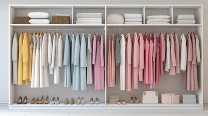 A closet, isolated on a white background, offers organized storage, sleek design, and practical functionality for modern living spaces.