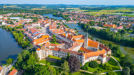 Panorama view of Czech town Telc