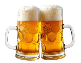Two beer mugs isolated on transparent background png