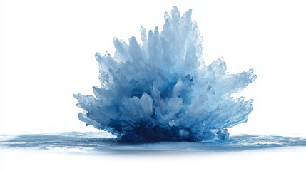 Blue cryovoid isolated on white background, featuring a cold, futuristic, and abstract 3D structure with glowing icy textures.