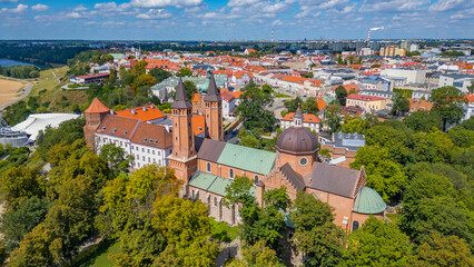 Fototapeta premium Panorama view of the cathedral in Plock, Poland
