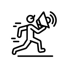 Running announcement icon vector illustration for marketing campaign and communication strategy design